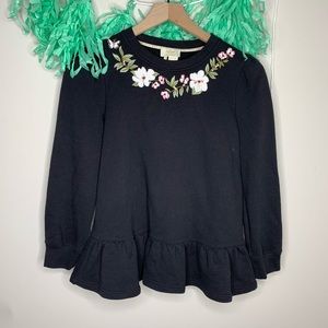 Kate Spade Flower Ruffle Peplum Sweatshirt